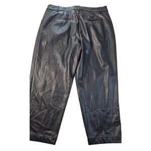 NWT ann taylor loft 12p 12 PETITE black Faux leather Pants tapered Skinny Jeans